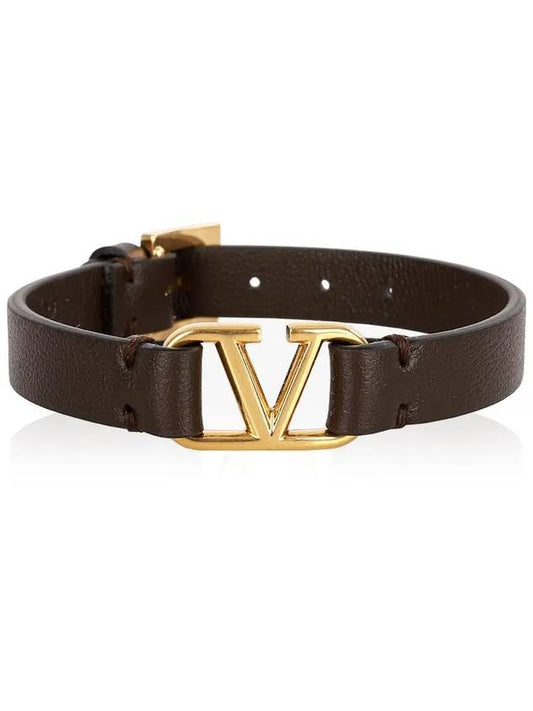 V Logo Leather Bracelet Brown - VALENTINO - 2