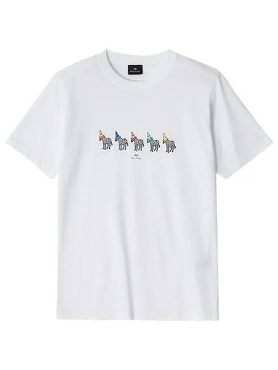 Zebra Line Up Logo Print Cotton Short Sleeve T-Shirt White - PAUL SMITH - BALAAN 2