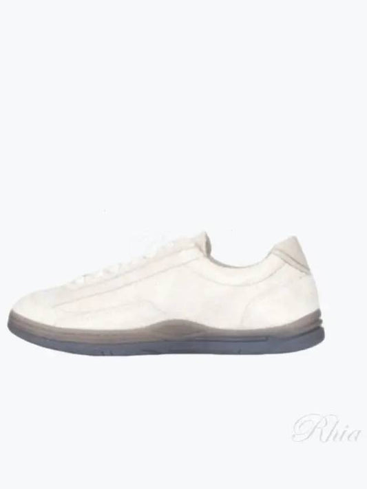 Logo Suede Low Top Sneakers Cream - STONE ISLAND - BALAAN 2