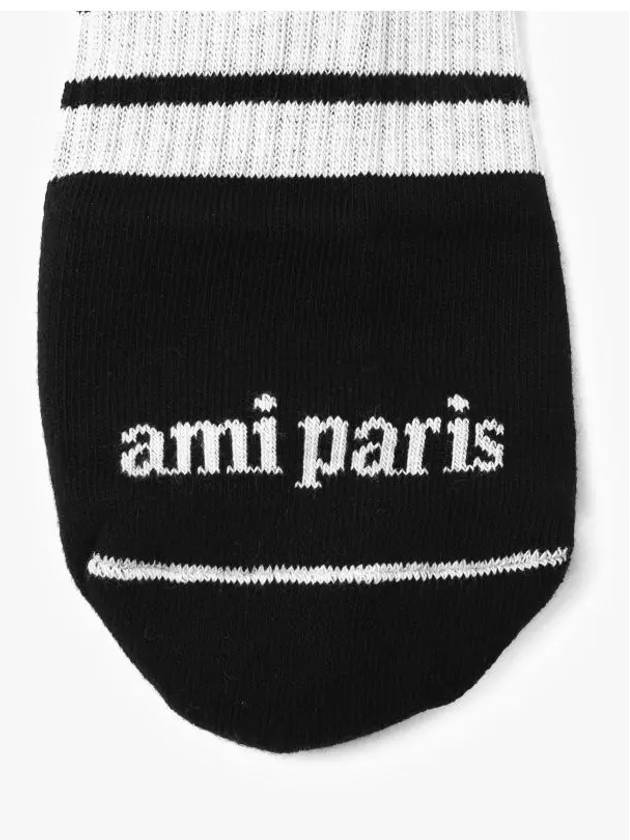 De Coeur Heart Logo Striped Socks Black - AMI - BALAAN 5