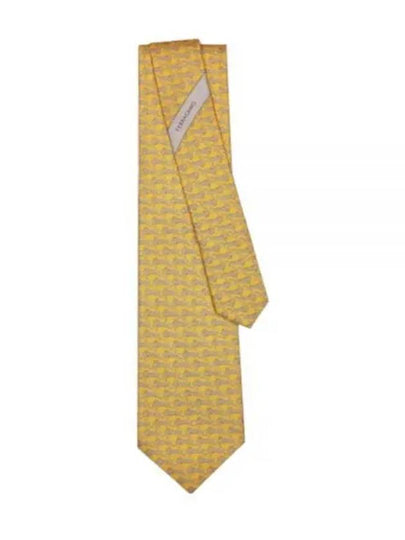 Tiger Print Silk Tie Yellow - SALVATORE FERRAGAMO - BALAAN 2