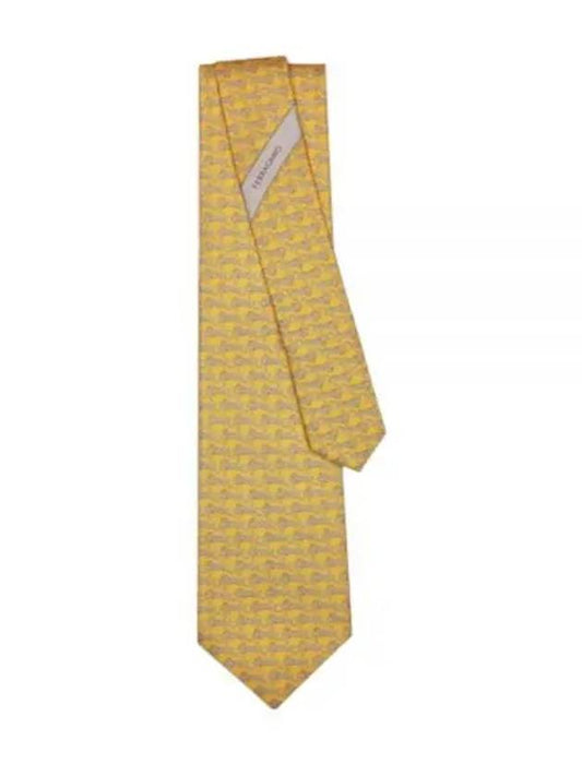 Tiger Print Silk Tie Yellow - SALVATORE FERRAGAMO - BALAAN 2