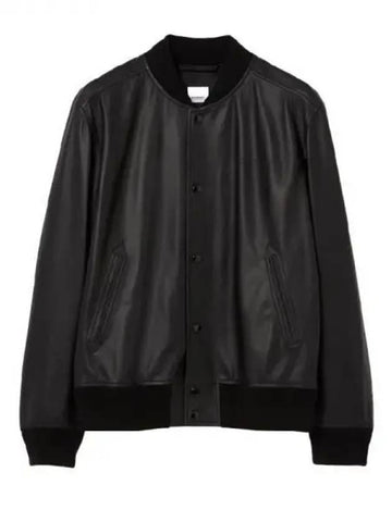 Logo embossed leather bomber jacket - BURBERRY - BALAAN 1