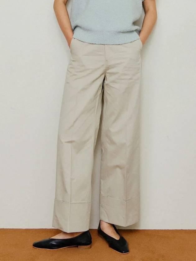 Aude Turn Up Cuff Straight Pants Beige - LESEIZIEME - BALAAN 4