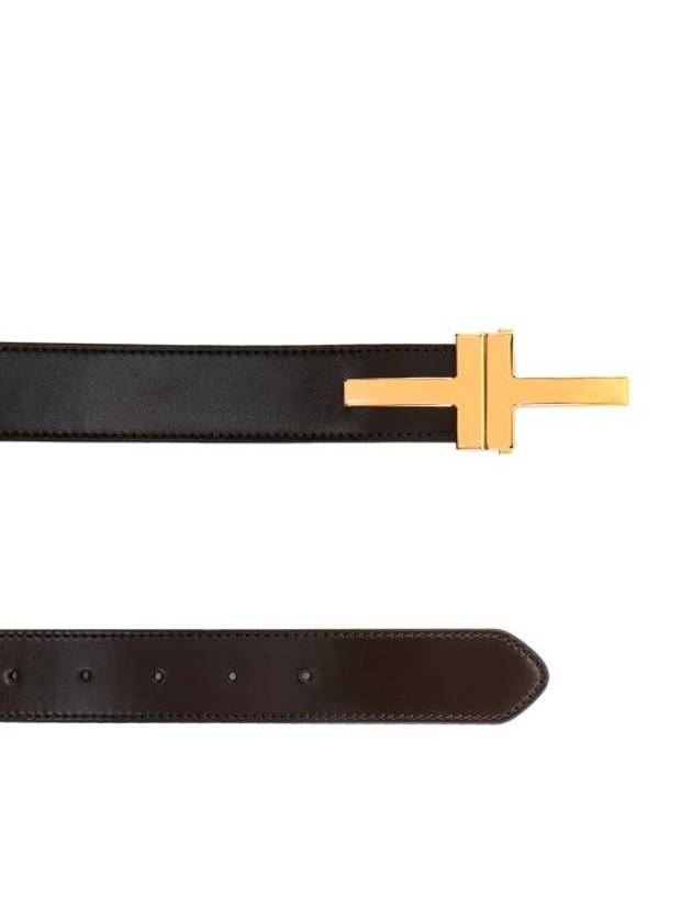 T Buckle Leather Belt 30MM Dark Brown· - TOM FORD - BALAAN 3