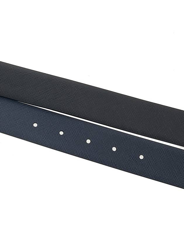 Saffiano Leather Reversible Belt Black Baltic Blue - PRADA - BALAAN 10