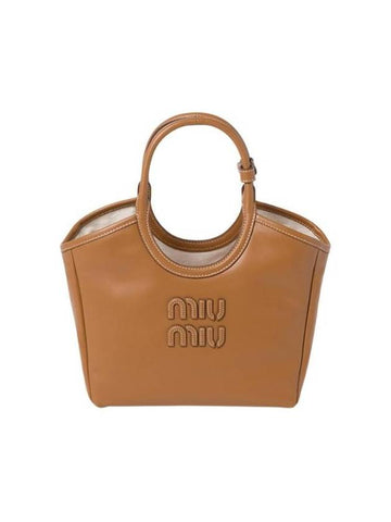 Ivy Logo Leather Tote Bag Brown - MIU MIU - BALAAN 1