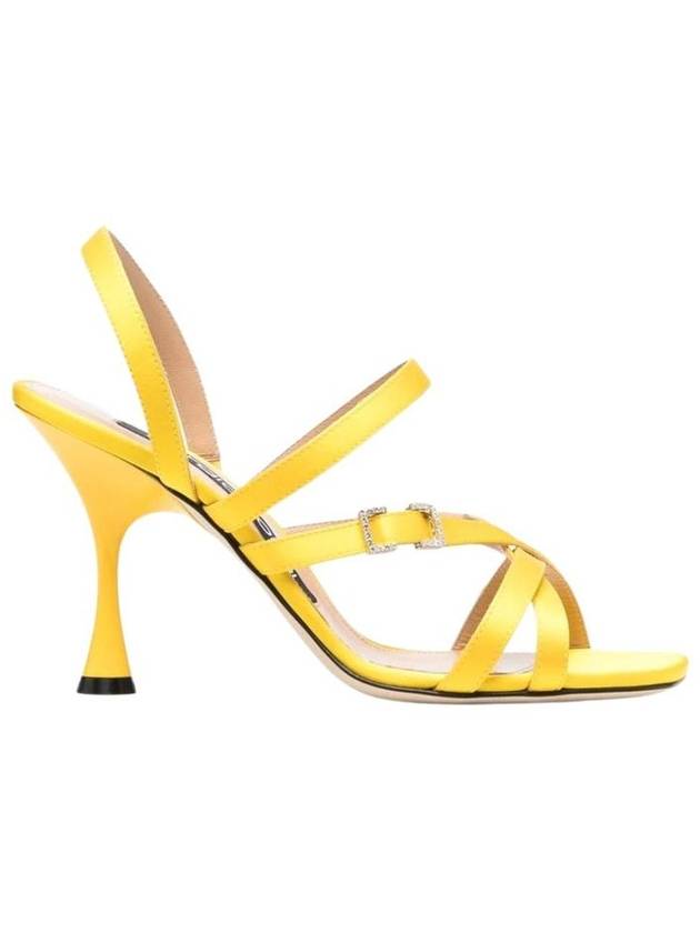 Sergio Rossi Crepe Satin Leather Heeled Sandal Shoes - SERGIO ROSSI - BALAAN 1