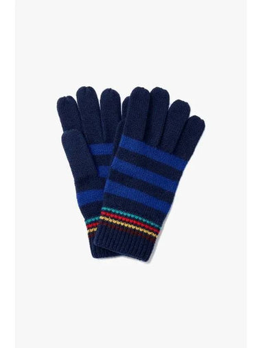 PS stripe pattern knit gloves navy - PAUL SMITH - BALAAN 1