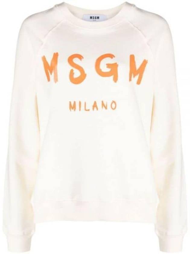 Brushed Logo Cotton Sweatshirt Ivory - MSGM - BALAAN 2