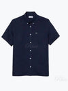 Men's Logo Patch Cotton Short Sleeve Shirt Navy - LACOSTE - BALAAN 2