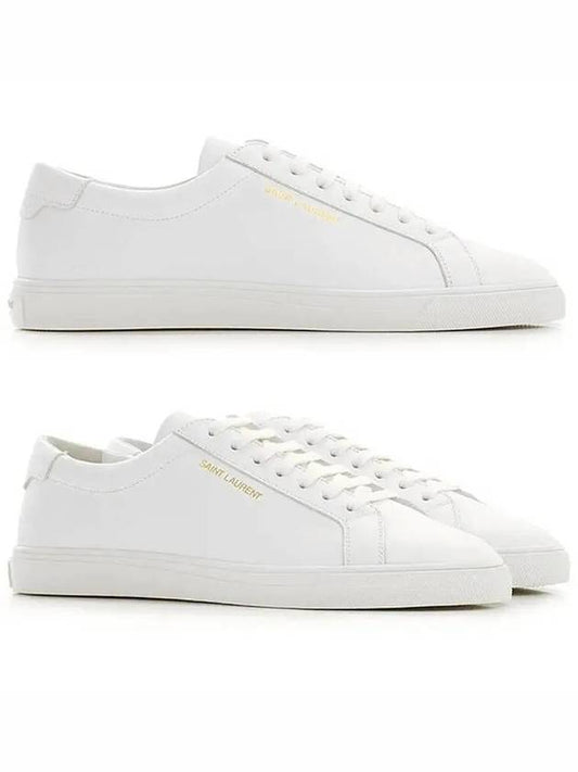 Men's Andy Leather Low Top Sneakers White - SAINT LAURENT - BALAAN 2