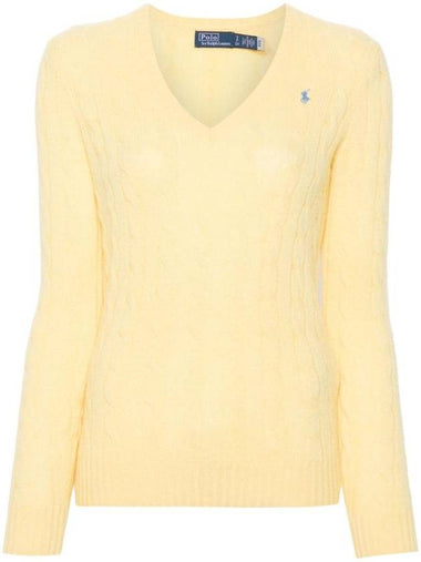 Kimberly Embroidered Pony Logo Cable Knit Top Light Yellow - POLO RALPH LAUREN - BALAAN 1