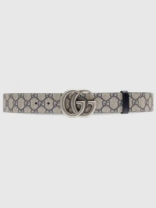 GG Marmont Reversible Leather Belt Blue Beige - GUCCI - BALAAN 2