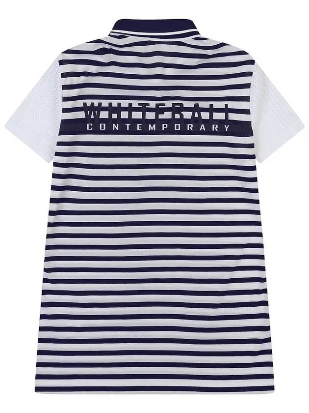 Poly Rayon Stripe Yoko Golf T-Shirt NAVY - WHITEBALL - BALAAN 3