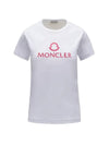 Women's Pink Logo Short Sleeve T-Shirt White - MONCLER - BALAAN.