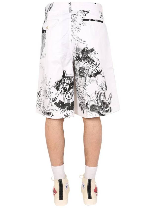 Printed Wide Leg Shorts White - COMME DES GARCONS - BALAAN 5