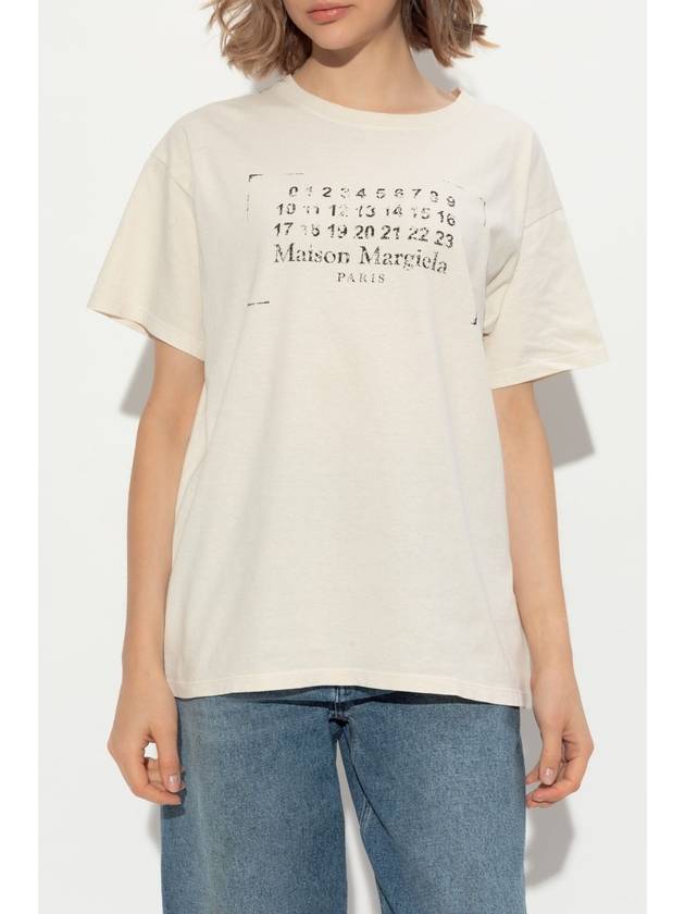 Maison Margiela T-shirt With Print, Women's, Cream - MAISON MARGIELA - BALAAN 3