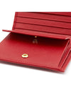 women's gold triangle logo saffiano bifold wallet red - PRADA - BALAAN.