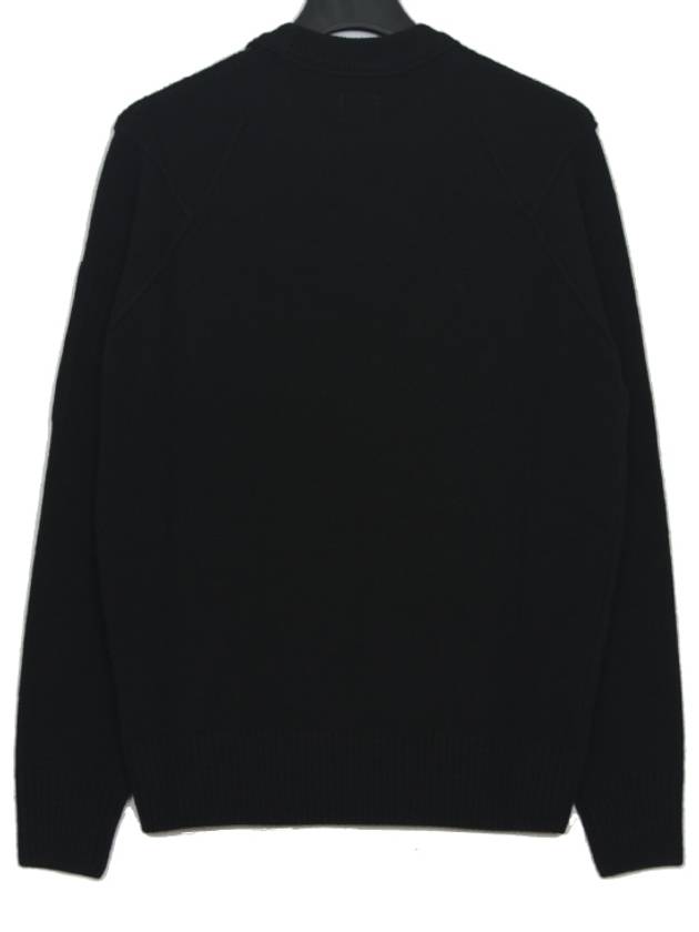 Lens Wappen Crew Neck Knit Top Black - CP COMPANY - BALAAN 9