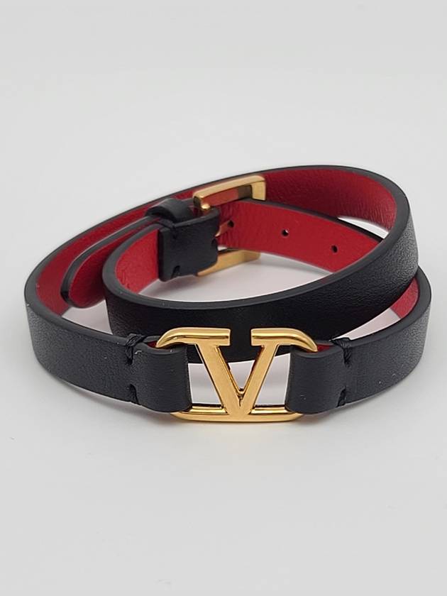 V Double Strap Bracelet Black Pure Red - VALENTINO - BALAAN 2