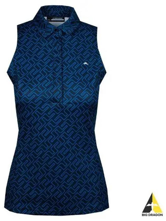 Women's Collar Sleeveless T-Shirt Navy - J.LINDEBERG - BALAAN 2