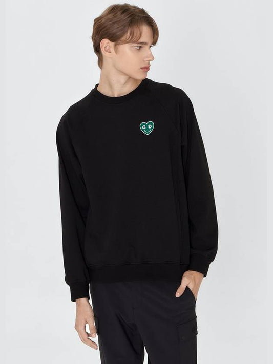 Green Heart Soft Fit Raglan Sweatshirt Black - GOXO - BALAAN 1