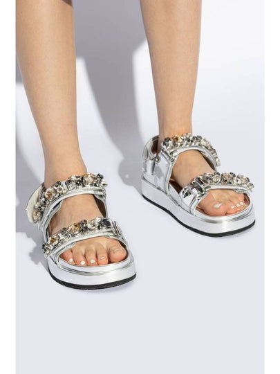 Tory Burch Sandals With Logo, Women's, Silver - TORY BURCH - BALAAN 2