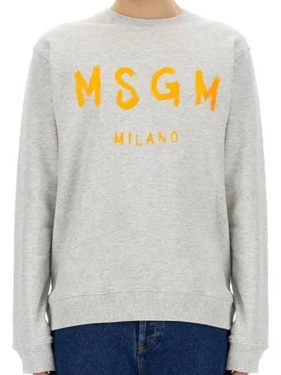 Logo Print Cotton Long Sleeve T-Shirt Light Grey - MSGM - BALAAN 2