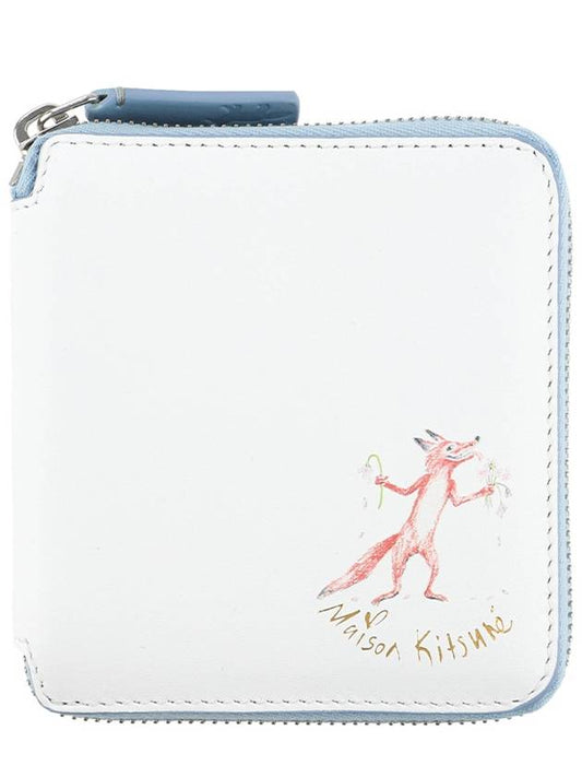 Oly Flower Square Leather Half Wallet White - MAISON KITSUNE - BALAAN 2