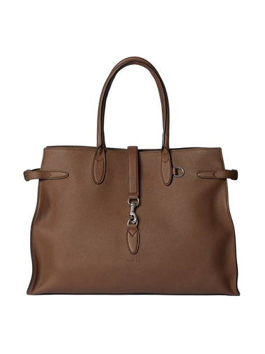 Hook Closure Large Leather Tote Bag Light Brown - GUCCI - BALAAN 1