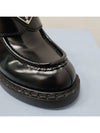 Chocolate Brushed Leather Heeled Loafers Black - PRADA - BALAAN.