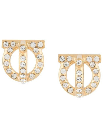 Gancini 3D Crystal Earrings Gold - SALVATORE FERRAGAMO - BALAAN 2