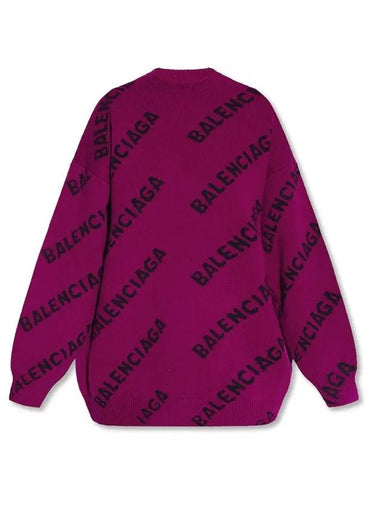 Logo Allover Wool Knit Top Fuchsia - BALENCIAGA - BALAAN 1