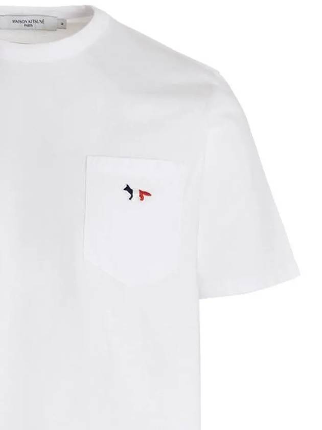 Tricolor Fox Patch Classic Pocket Short Sleeve T-Shirt White - MAISON KITSUNE - BALAAN 4