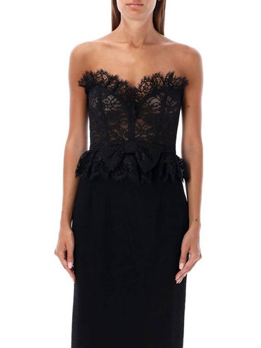 Alessandra Rich Bow Lace Bustier Top - ALESSANDRA RICH - BALAAN 1