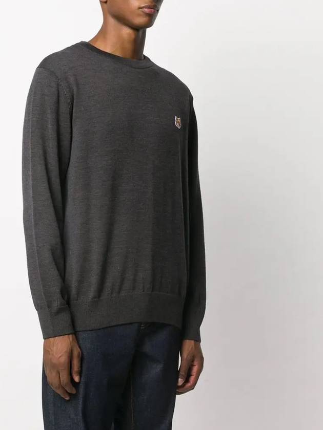 Fox Head Patch Regular Round Neck Pullover Knit Top Anthracite Melange - MAISON KITSUNE - BALAAN 5