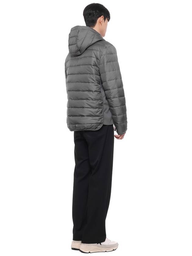 Ultra Light Nylon Hooded Down Padding Grey - THOM BROWNE - BALAAN 7