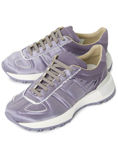 Men's 50 50 Lace-up Nylon Leather Low Top Sneakers Purple - MAISON MARGIELA - BALAAN 2