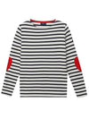 Women's Heart Patch Boat Neck Stripe Long Sleeve T-Shirt Ecru Marine - SAINT JAMES - BALAAN 1