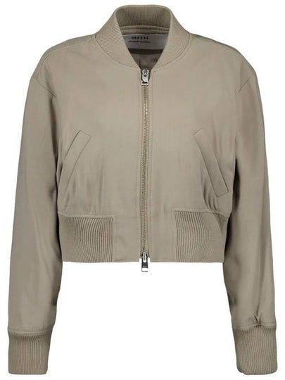 Crop Zipper Bomber Jacket Light Taupe - AMI - BALAAN 2