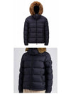 MAYAF logo patch fur hood down jacket navy men s 1A00198 5968E 742 TR - MONCLER - BALAAN 4