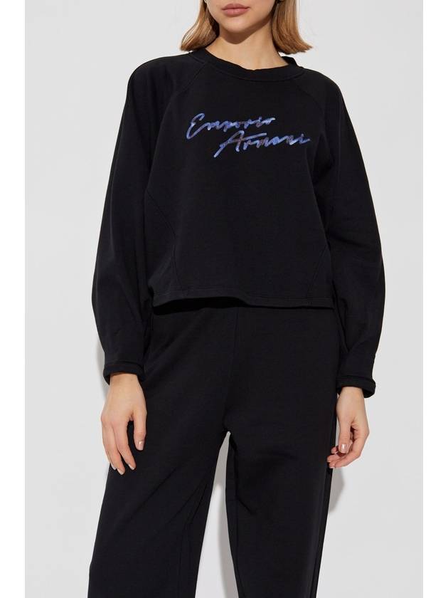 Emporio Armani Sweatshirt With Logo, Women's, Black - EMPORIO ARMANI - BALAAN 3