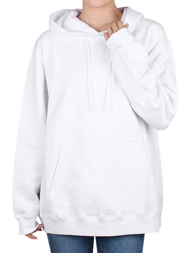 Maxi Logo Print Overfit Cotton Hoodie White - MSGM - BALAAN 3