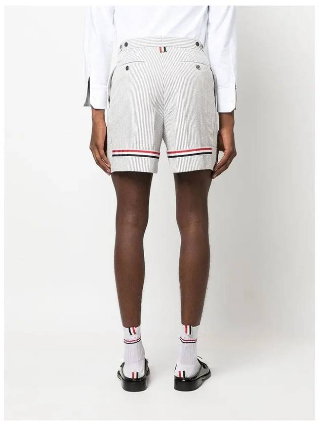 Men's Seersucker Gross Grain Cuff Shorts Medium Grey - THOM BROWNE - BALAAN 6