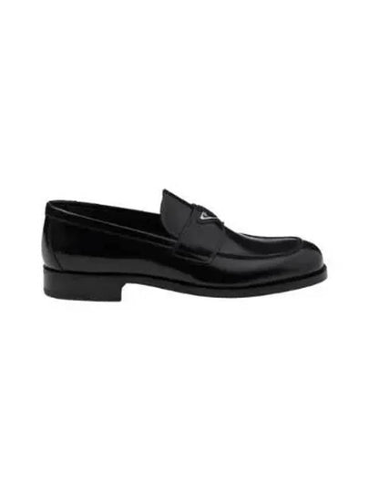 Men's Triangle Logo Leather Loafers Black - PRADA - BALAAN 2