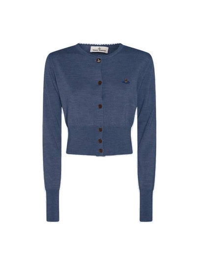 Bea ORB Embroidered Logo Crop Cardigan Dark Blue - VIVIENNE WESTWOOD - BALAAN 2