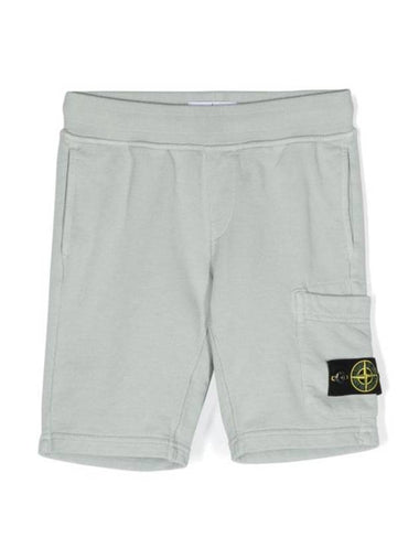 Kids Wappen Patch Fleece Shorts Grey - STONE ISLAND - BALAAN 1