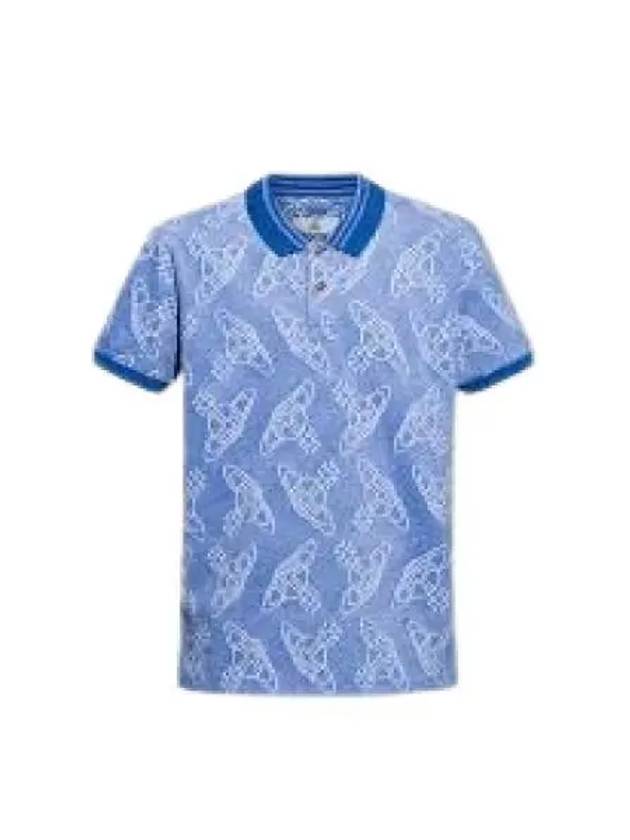 Men's Classic Striped Collar Short Sleeve Polo Shirt Blue - VIVIENNE WESTWOOD - BALAAN 2