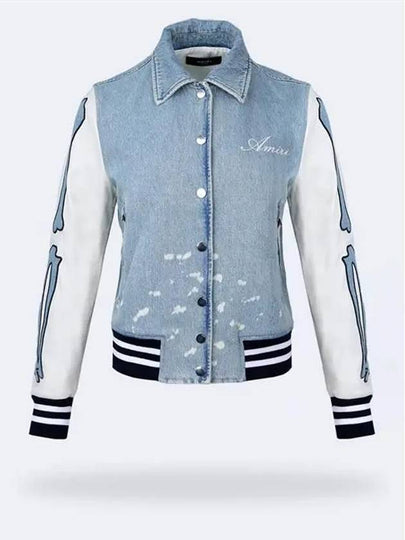 Skelton Patch Denim Bomber Jacket Sky Blue - AMIRI - BALAAN 2